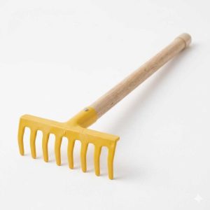 Műanyag kerti szerszám ,fa nyéllel gyerekeknek ,gereblye 70cm