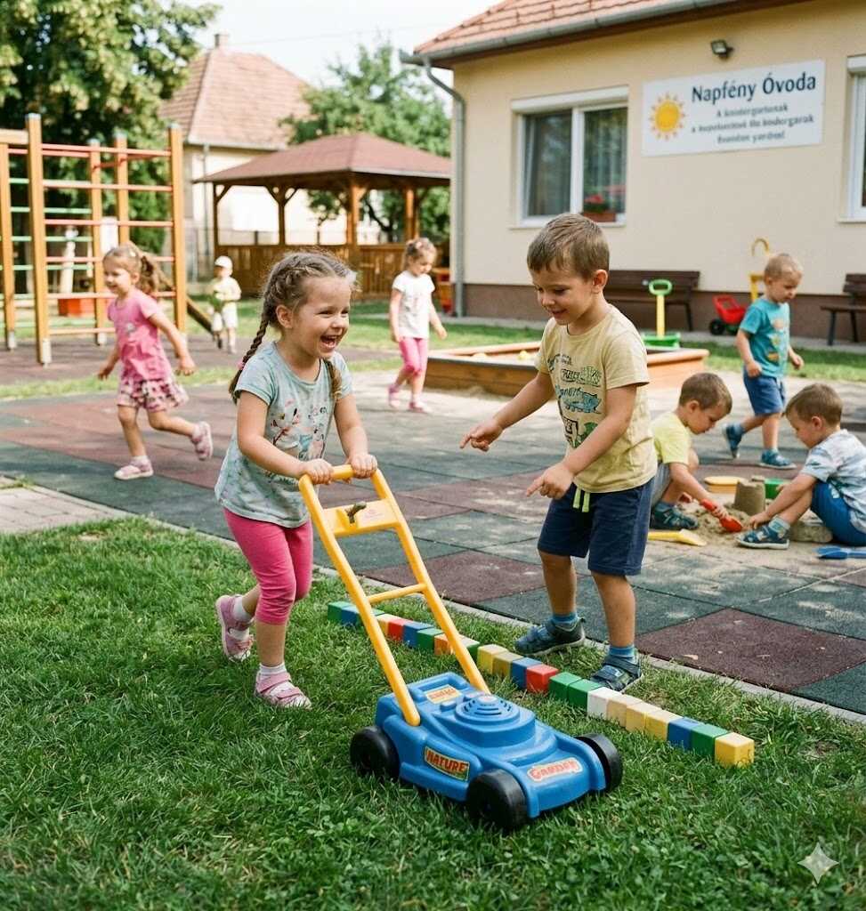 Kicsi kertész, nagy móka! Játék műanyag fűnyíró a vidám kertészkedéshez , kék - Image 4