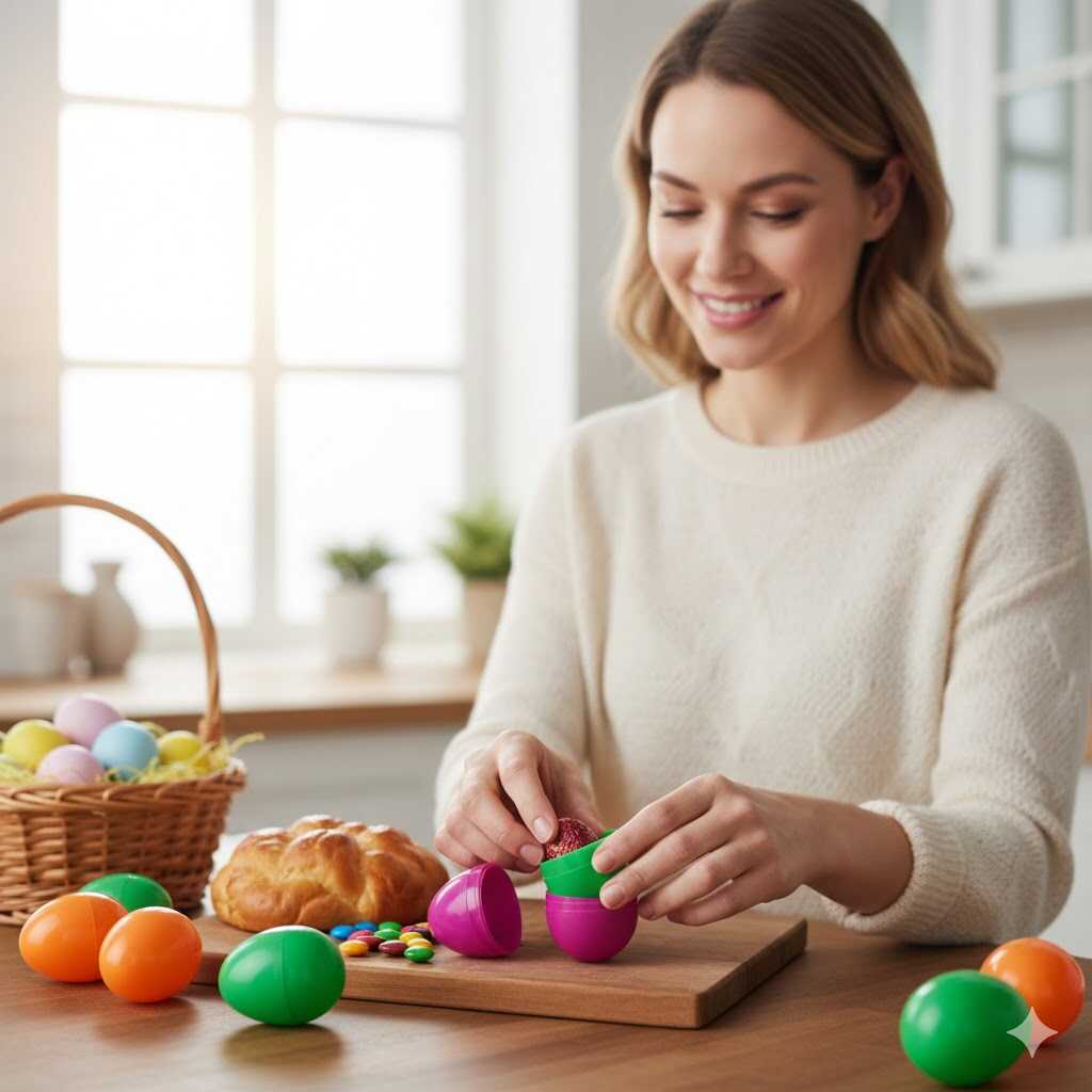 Műanyag szétszedhető húsvéti tojás apró kis meglepetéssel, 6 cm , 6 db / csomag