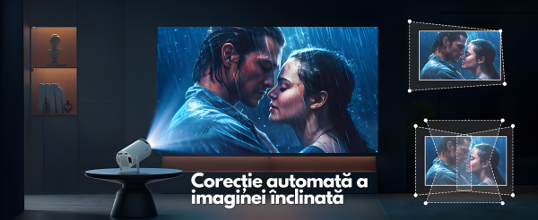 Intelligens 4k videoprojektor játékkonzollal, VSM, Android TV 11.0, távirányító, WiFi 6, Bluetooth 5.0, 130 hüvelykes vetítővászon, automatikus képkorrekció, négymagos, 280 ANSI, beépített hangszóró, HDMI, USB, fehér - Image 11