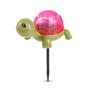 Napelemes teknősbéka fény a kertben, rózsaszín