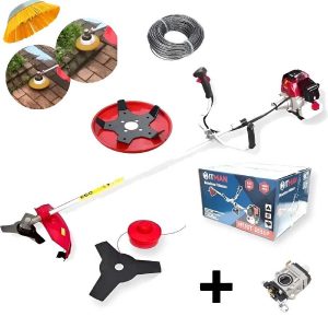 Hitman 6.5HP Multifunkciós Benzines Fűkasza Bozótvágó és Térkőtisztító Szett Extra Kiegészítőkkel