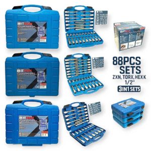 Hitman 3in1 Dugókulcs Készlet 88-részes XZN, Torx, Imbusz 1/2" – Az Összes Kulcs, Ami Kellhet
