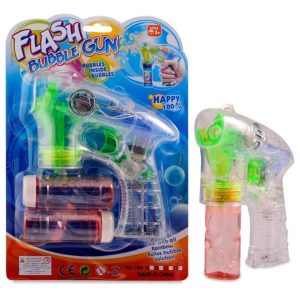 Flash Átlátszó buborékpisztoly ,fény hatásokkal és 2 db utántöltővel
