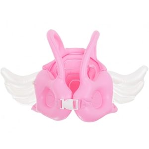 Rózsaszín felfújható mentőmellény szárnyakkal , L-es méret ( 6-9 korig )