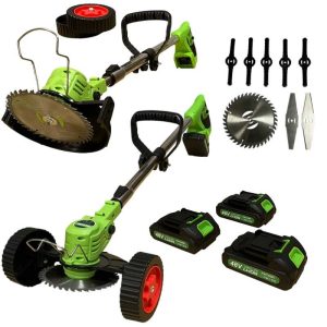 16 Részes Kerekes Akkumulátoros Fűkasza és Szegélynyíró Szett – 3 Akkumulátorral