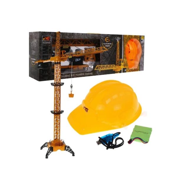 Távírányítós daru Gyerek Játék premium munkavédelmi sisakkal 1.28 cm - Image 2