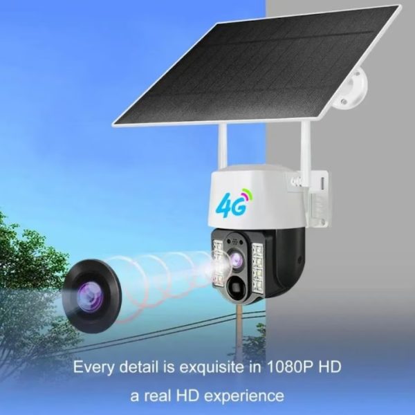 Solar V380 Napelemes biztonsági kamera Wifi/ Sim, HD Éjjellátó Mozgásérzékelős - Image 3
