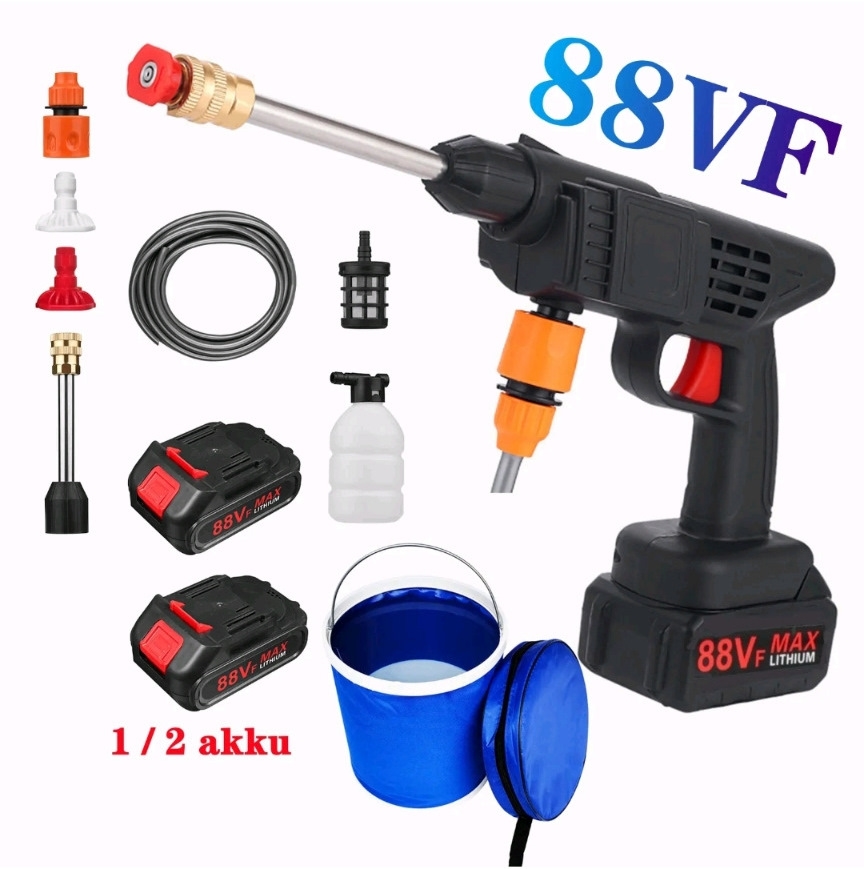Mat-rixx Hordozható magasnyomású mosó pisztoly 2 fúvókával 2 DB 88V akkuval és habtartállyal kofferban - Image 2