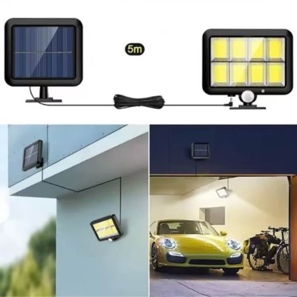 Napelemes mozgásérzékelős LED reflektor (200W, 120 COB LED) Távirányítóval, állítható nappannel és 5m kábellel, IP65 vízálló - Image 6