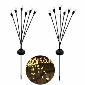 Melegfehér Napelemes Díszvilágítás, Szentjánosbogár Fények Alkonykapcsolóval (2 db/csomag)