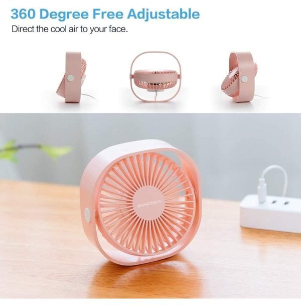 Smartdevi USB asztali mini ventilátor 12 x 12 x 5 cm rózsaszín - Image 2