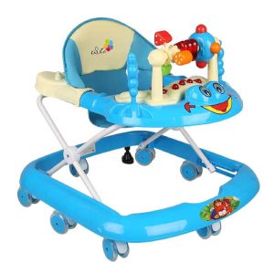 Kék Baba Járássegítő – Interaktív játékpanel, tolókar, fékezhető bébikomp