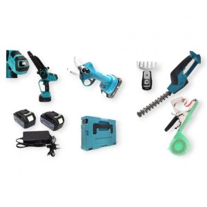 Hitman HT/Bacd-2449Rx 4 az 1-ben Akkus Kerti Szerszám Készlet, mini láncfűrész, metszőolló, 2 az 1-ben sövényvágó és fűnyíró