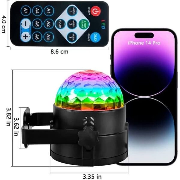 Konnektoros disco lámpa, USB-s diszkófény távirányítóval, hangvezérléssel és többféle fényjátékkal - Image 2