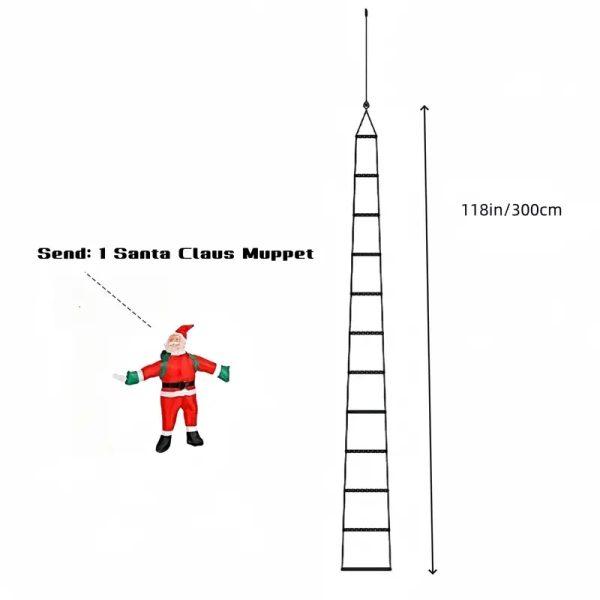 Létrán mászó mikulás led világítással, 3 méter és 1,6m kábel hossz, meleg és hidegfehér színben - Image 2
