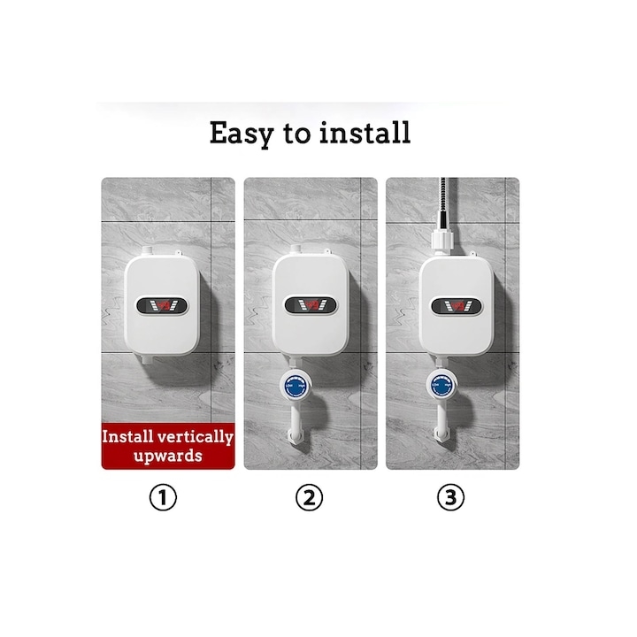 RX-021 Villanybojler, zuhanyzóval, LCD kijelzővel, teljesítmény 3500 W, tápegység 220-240 V, vízálló, IPX4 - Image 3