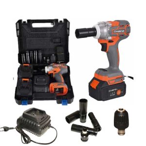 Haina HM-6499 Ütvecsavarozó 2x48V, 680Nm, Fúrótokmánnyal és 17, 19, 21, 22 mm Dugókulcsokkal