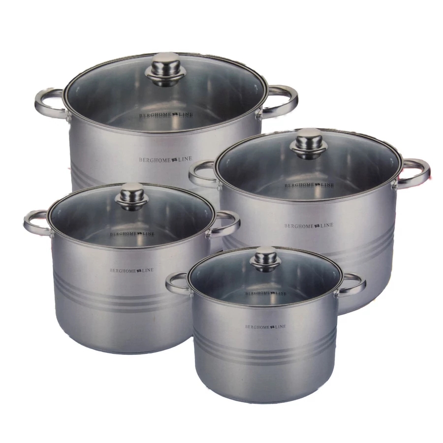 Berghome Line BL-1474 indukciós 8 részes rozsdamentes edénykészlet (2.8L, 3.8L, 5.3L, 8.6L),