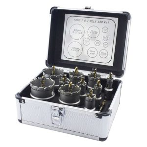 Haina HA-0061 TCT Lyukfűrész Készlet, 10 részes, 16-53mm, Wolfram-Karbid Heggyel, Fémhez