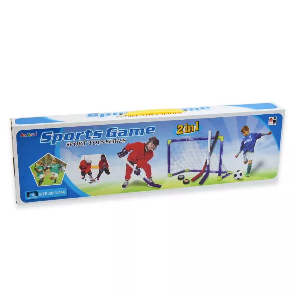 Floorball játék gyetekeknek focikapuval , 2 db ütővel , mini focilabdával és 2 db koronggal plussz pumpa - Image 4