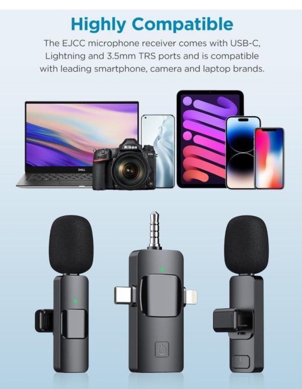 Vezeték nélküli 2db mini mikrofon vlogoláshoz vagy podcastekhez , Type-c és ios bemenettel - Image 5