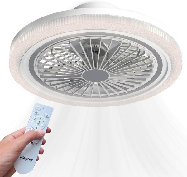 53 cm-es mennyezeti ventilátor LED lámpával, távirányítóval állítható fényerővelszínnel és időzítővel.