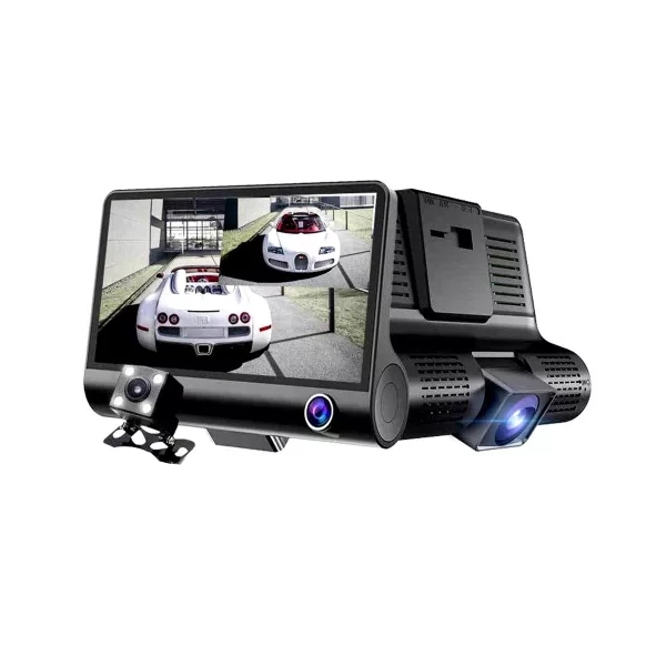 3 Kamerás menetrögzítő(Első, hátsó és belső) 4 colos Full HD monitorral