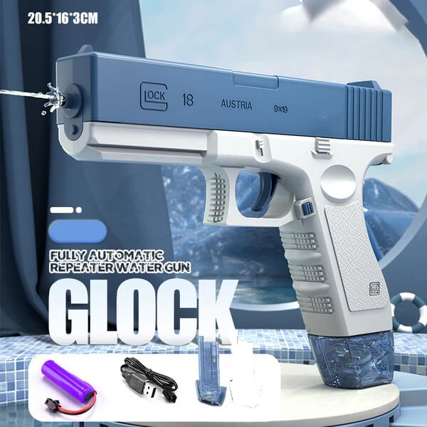 Elektromos vízipisztoly kék, 14500-as beépíthető akkumulátorral, töltővel és 1db kivehető tárral - Image 6