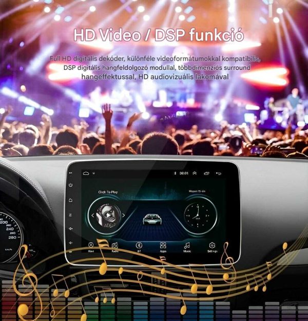 1Din Android 13 Autós fejegység 10.1" Stereo autórádió, AndroidAuto + CarPlay Tükörlink - Image 6