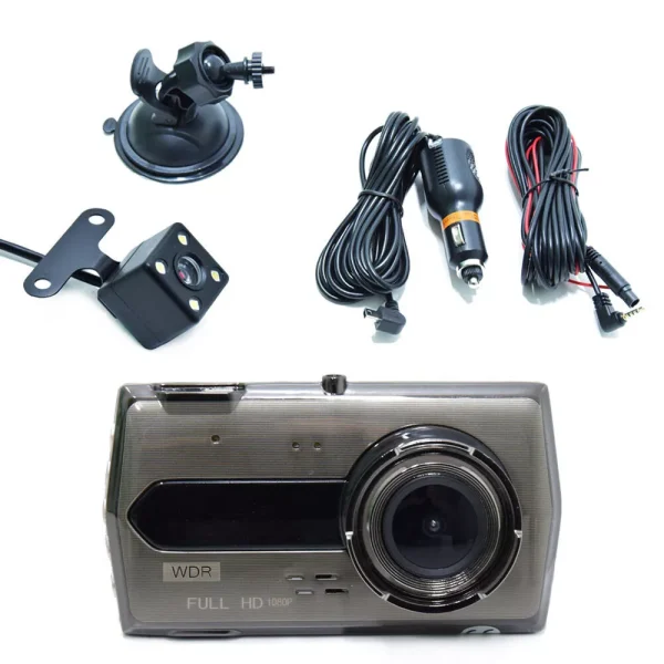 FHD DVR széles látószögű menetrögzítő kamera, tolató kamerával, FULL HD, 4 colos kijelzővel