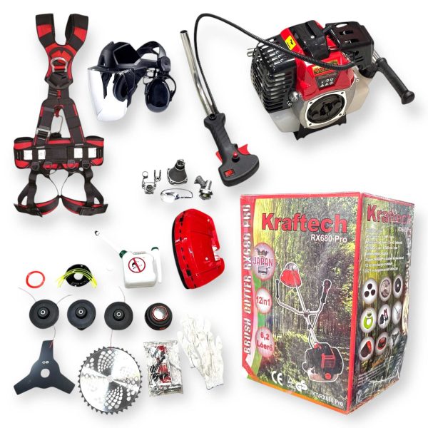KrafTech RX680-Pro Benzinmotoros fűkasza és bozótvágó 6,2 LE, 73 cm³ kiegészítők: minden ami kell! - Image 10