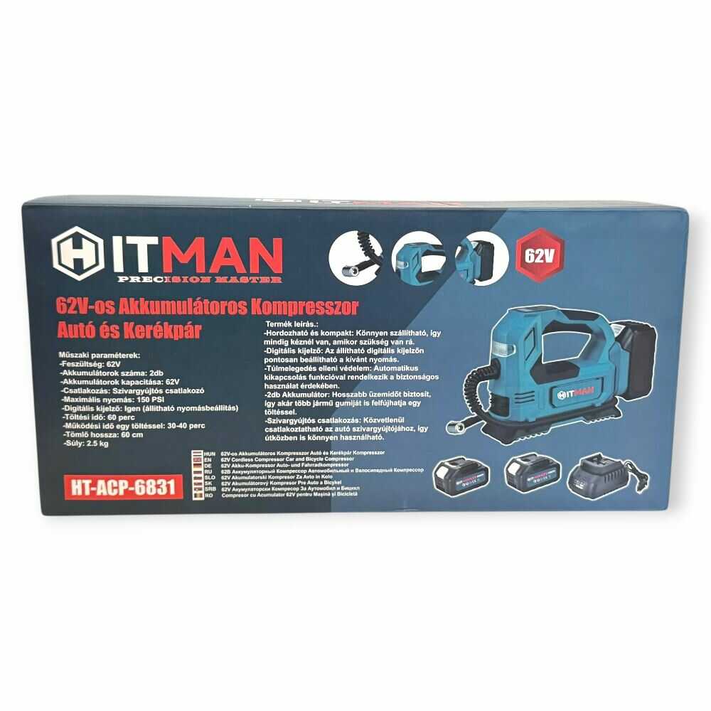 Hitman ACP-6831 Akkumulátoros Kompresszor, 62V, ideális autó- és kerékpárgumikhoz - Image 10