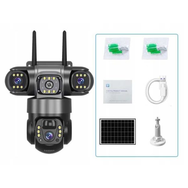 Kültéri napelemes kamera 4K, 9MPx, 4G LTE SIM, 3 képernyős, mozgáskövető V380 - Image 11