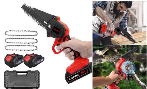 Kraftech mini láncfűrész ,2 db akkumulátorral 48 V