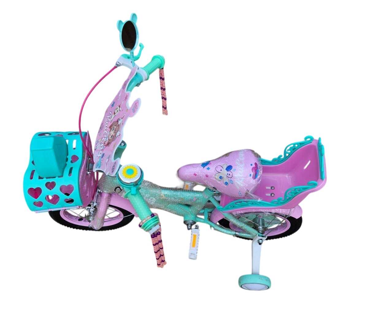 Kislány bicikli műanyag kosárral és csomagtartóval, levehető pótkerékkel az igazi kis hercegnőknek 12" colos méretben - Image 2