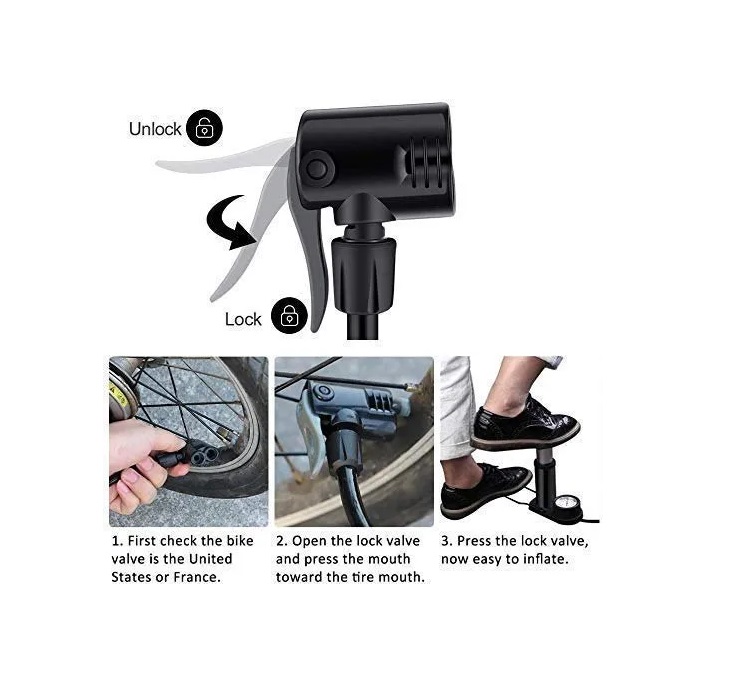 Mini Kerékpár lábpumpa nyomásmérővel - Image 4