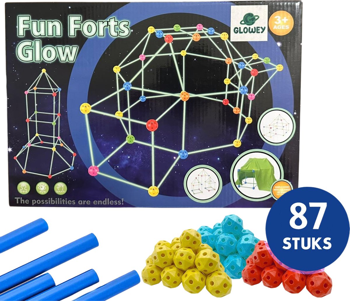 Kastély-vár- bunker készítő gyerekeknek ,világít a sötétben 87db-os