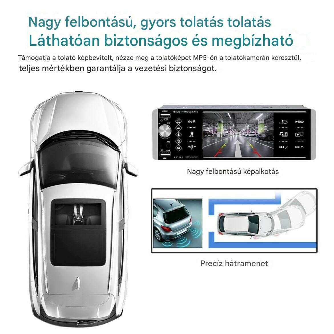 4.1 Hüvelykes Érintőképernyős Autós MP5 Lejátszó, 1DIN Fejegység: Bluetooth, USB-vel és Kormánykerék Vezérléssel - Image 12