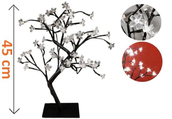 Dekorációs led fa virágokkal , hidegfehér , 45 cm ,hálozati - Image 4