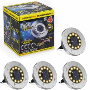 Napelemes leszúrható gyeplámpa, fényérzékelős disc lámpa 4db-os