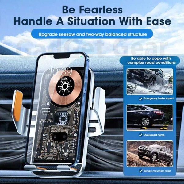 C10 Autós telefontartó vezeték nélküli töltéssel 15W, automatikus nyitással, 4,7-7" között - Image 4
