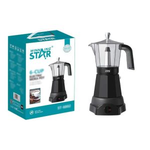 WINNING STAR ST-6802 Elektromos Moka Kávéfőző, 6 Csészés, Szárazforralás Védelemmel
