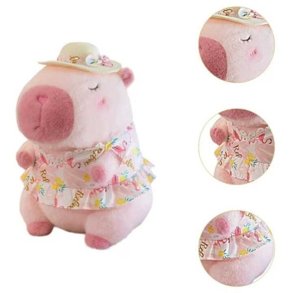 Rózsaszín capybara plüss kalapban és ruhában , 60 cm - Image 2