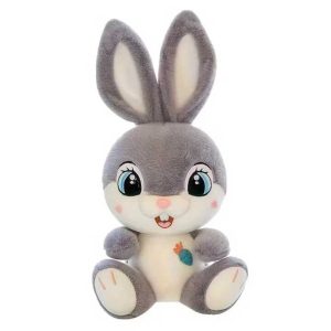 Aranyos ülő puha plüss nyuszi , szürke , 35 cm