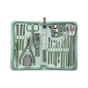 22 az 1-ben Professzionális Rozsdamentes Acél Manikűr és Pedikűr Készlet Elegáns Tokban