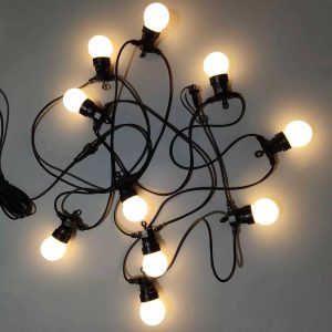 G50 10db Retro Gömb égős fényfüzér 5 méter, toldható, konnektoros, melegfehér