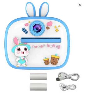 Nyuszis Mini Gyermek fényképezőgép azonnali nyomtatással és színezővel +1 tekercs hőpapírral