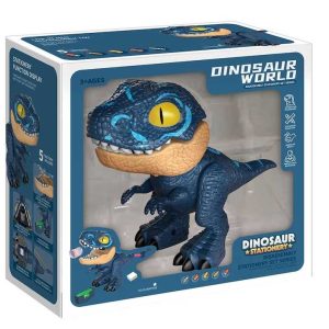 Dinosaur World 4 az 1-ben Dinoszaurusz Írószer Készlet – Ceruzahegyező, ceruza, Radír, Flexibilis Vonalzó, Tűzőgép