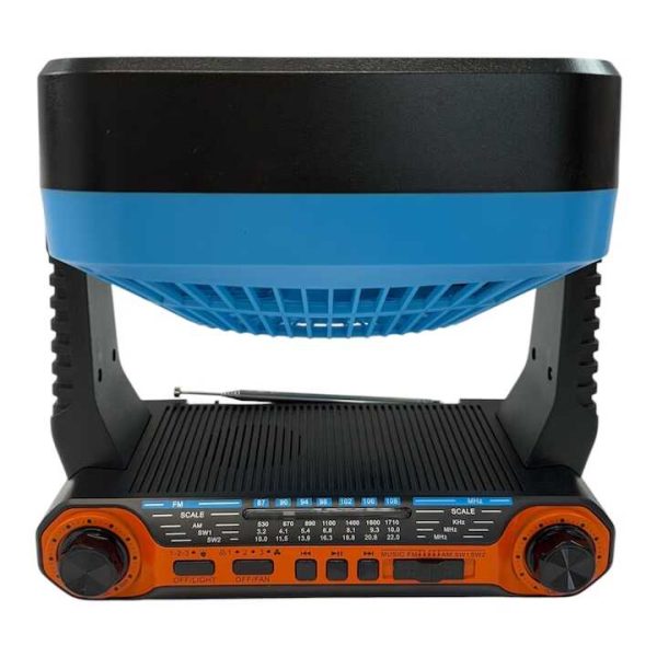 Napelemes hordozható ventilátor + elektromos töltés FP-339-S , beépített FM rádióval , Led világítással - Image 2
